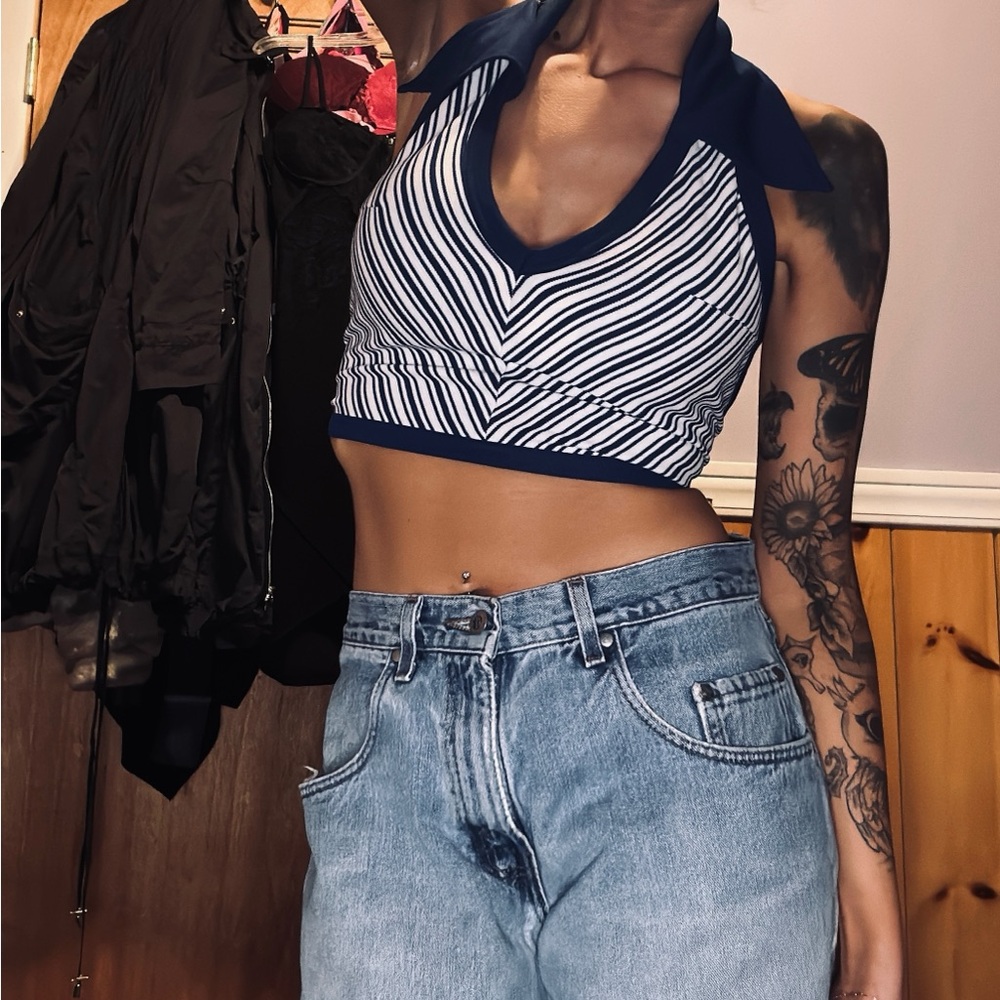 70s Vintage Miss K Striped Halter Top